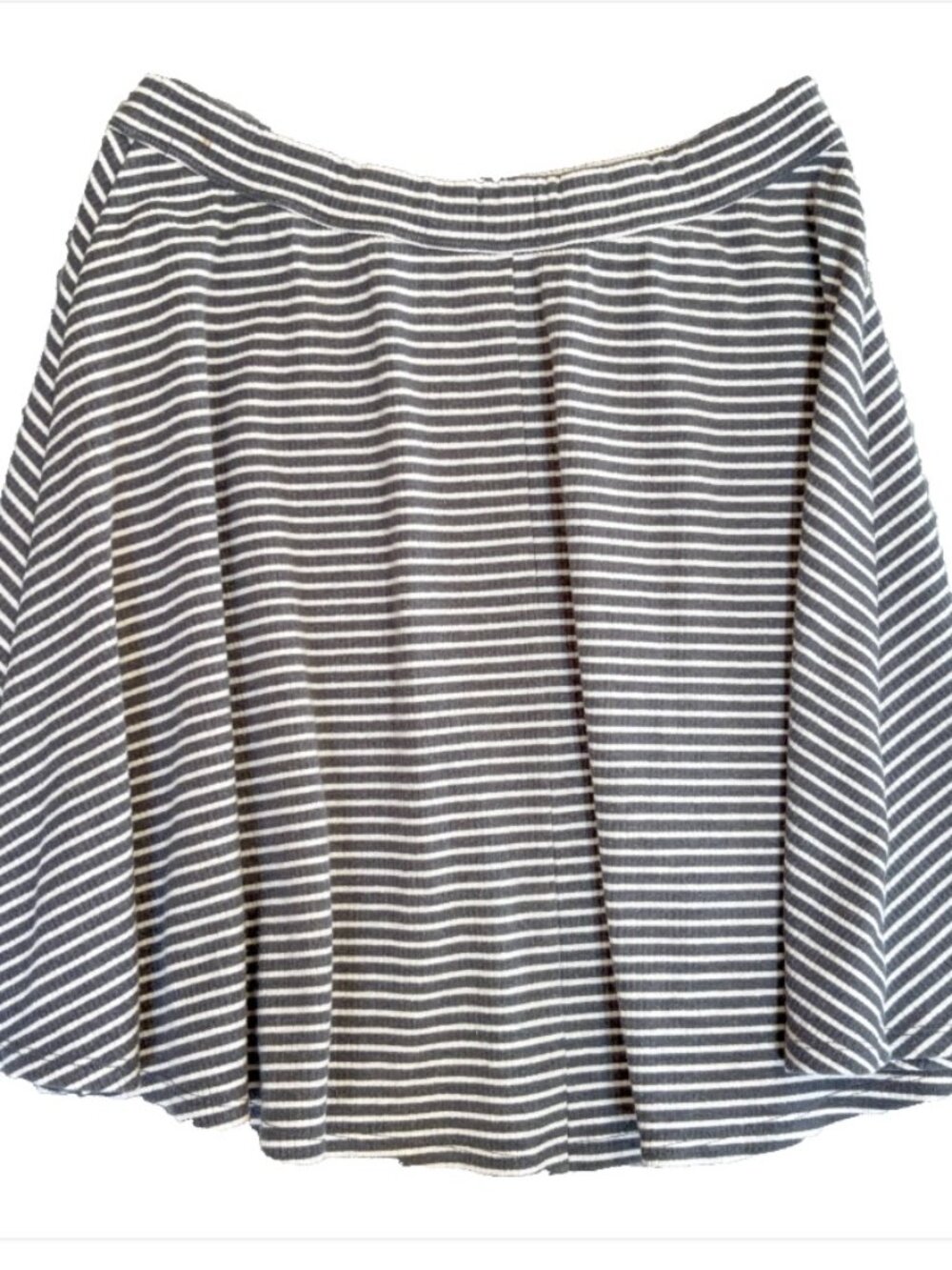 Hollister Womens Large Slate Blue White Striped Skater Skirt Stretch Knit